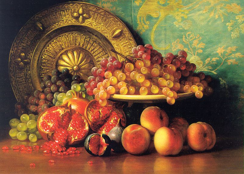 Figs, Pomegranates, Grapes, and Brass Plate