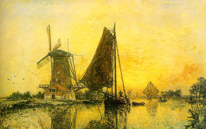 In Holland; Boats near the Mill
