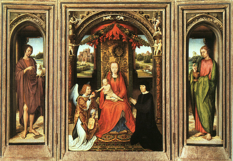 Triptych with panels open
