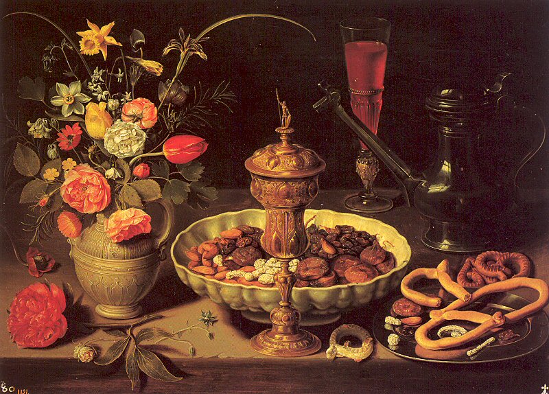 Still Life with Vase, Jug, and Platter of Dried Fruit