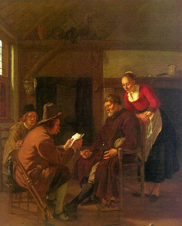 Messenger Reading to a Group in a Tavern