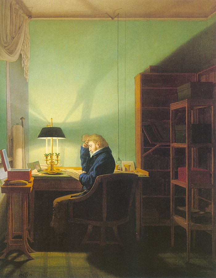 Man Reading by Lamplight