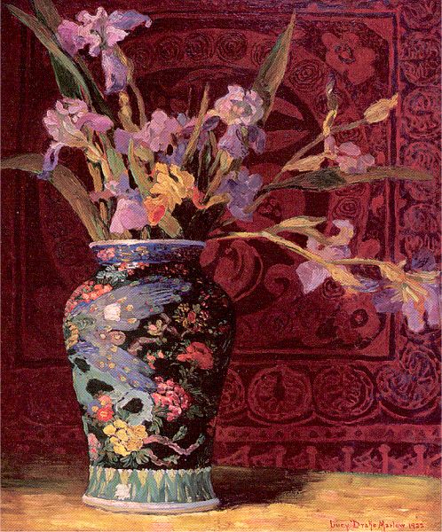 Oriental Composition with Bearded Iris and Daffodil