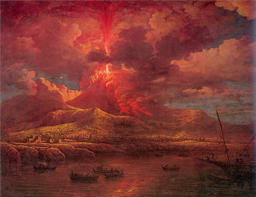 Vesuvius Erupting at Night