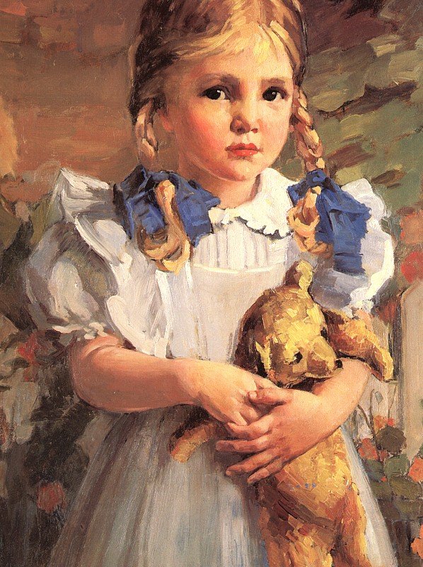 Girl with Teddy Bear (detail)
