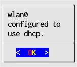 image of Network Setup wifi configured