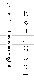 Example of a layout-grid-line setting applied to mixed Japanese
and English text in vertical-ideographic layout