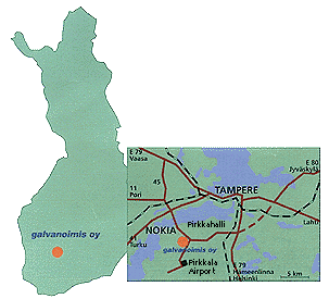 Map with location of Galvanoimis Oy